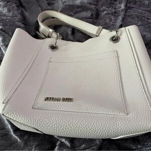 Steve Madden White Pebble Leather with snaps and handles  8x10 size